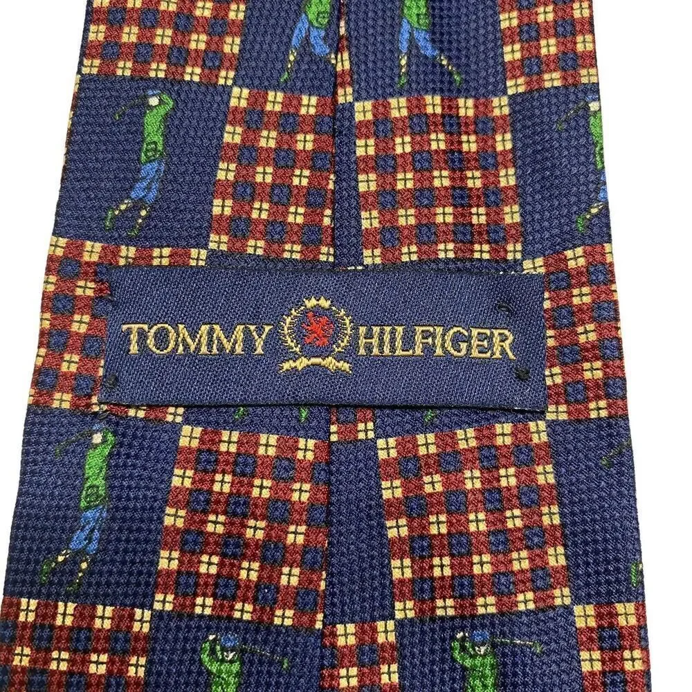 Tommy Hilfiger Tie Men's Maroon Golfers 100% Silk 57